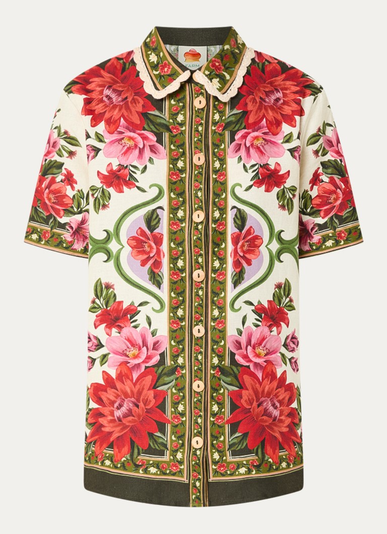 Farm Rio Dames Rio Sand blouse met print in de kleur Donkerrood