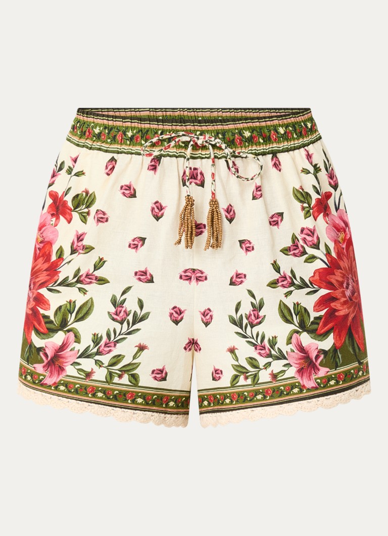 Farm Rio Dames Wonder Rio high waist wide fit korte broek met print in de kleur Bronsgroen