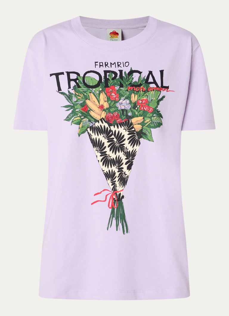 Farm Rio Dames T-shirt met logoprint in de kleur Lila