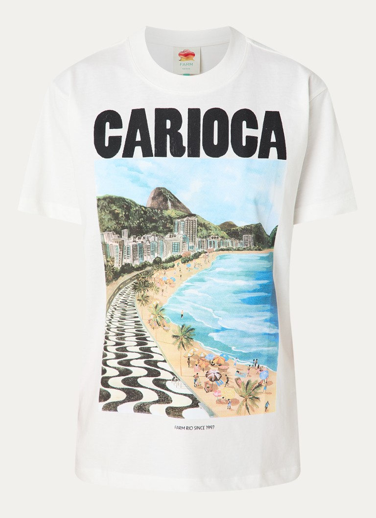 Farm Rio Dames Landscape T-shirt met print in de kleur Wit