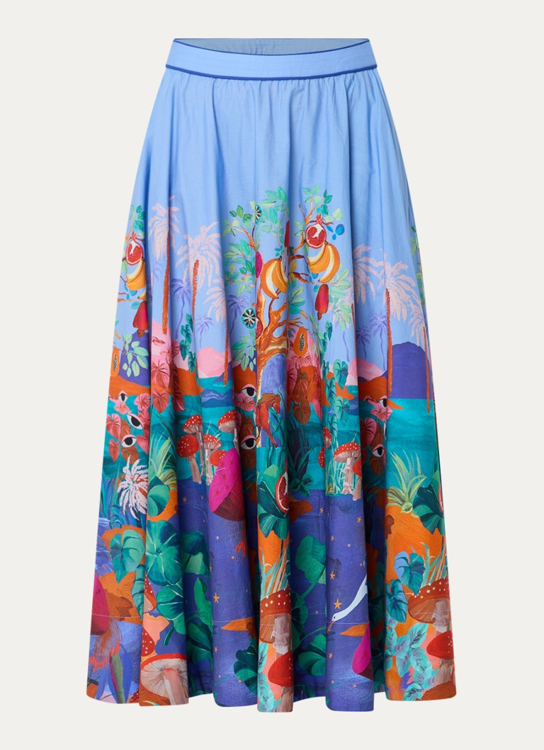 Farm Rio Dames Maxi rok met print in de kleur Blauw