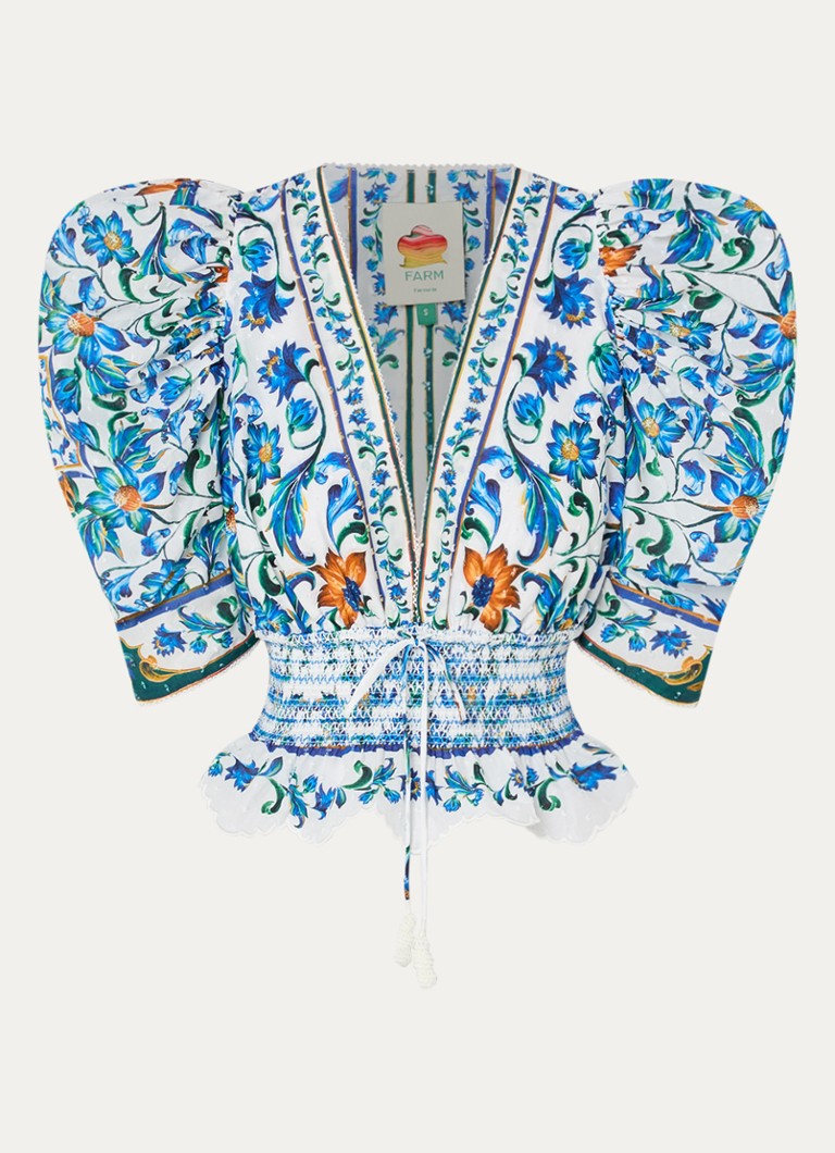 Farm Rio Dames Flora tuniek met print in de kleur Blauw
