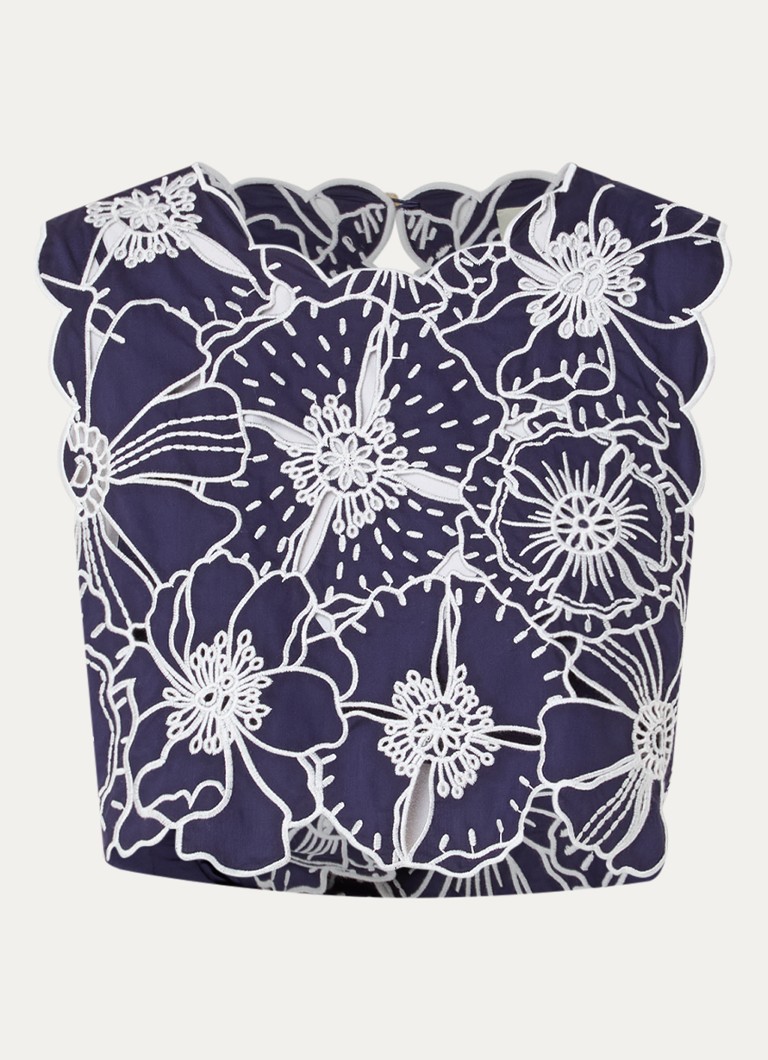 Farm Rio Dames Top met opengewerkt dessin in de kleur Donkerblauw