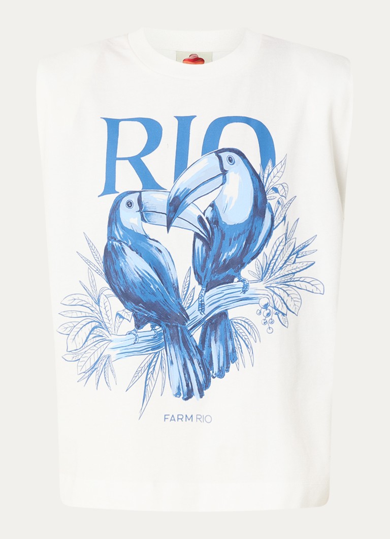 Farm Rio Dames T-shirt met print in de kleur Gebroken wit