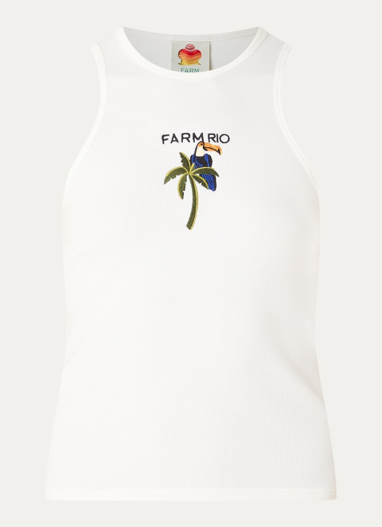Farm Rio Dames Tucanissimo tanktop met print in de kleur Gebroken wit