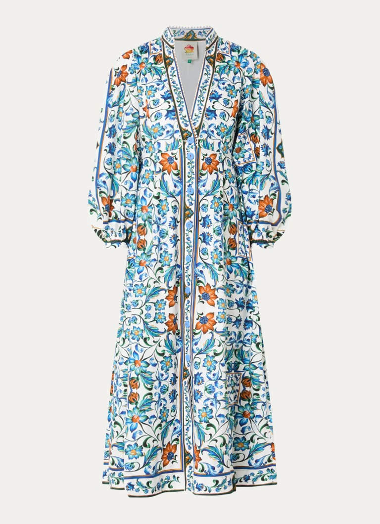 Farm Rio Dames Flora maxi jurk met print in de kleur Kobaltblauw