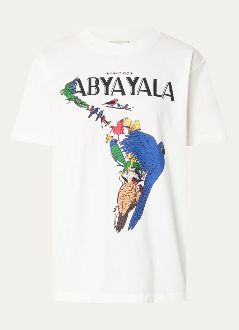 Farm Rio Dames Abya T-shirt met print in de kleur Gebroken wit