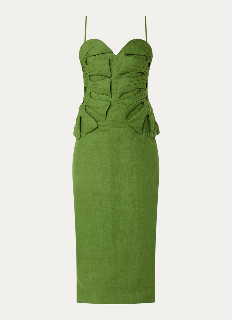 Farm Rio Dames Monstera maxi jurk met split in de kleur Mosgroen