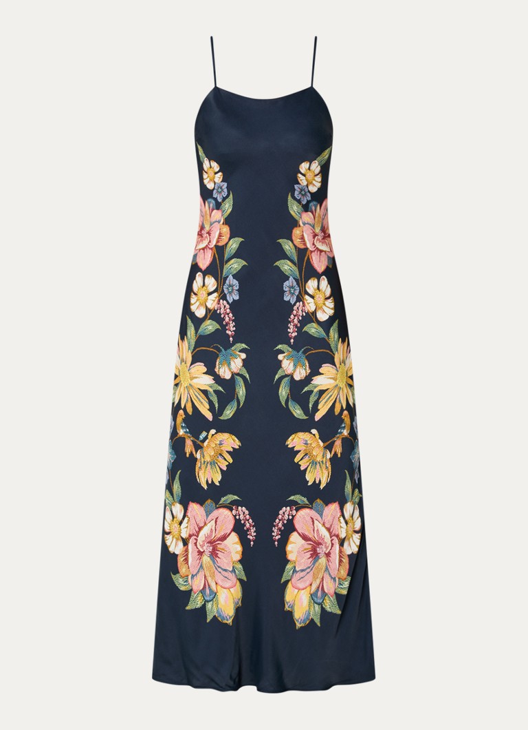 Farm Rio Dames Maira maxi jurk met bloemenprint in de kleur Donkerblauw