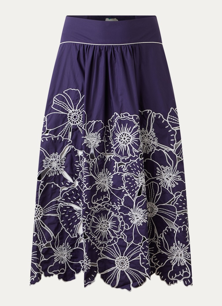 Farm Rio Dames Florart midi jurk met volant in de kleur Blauw