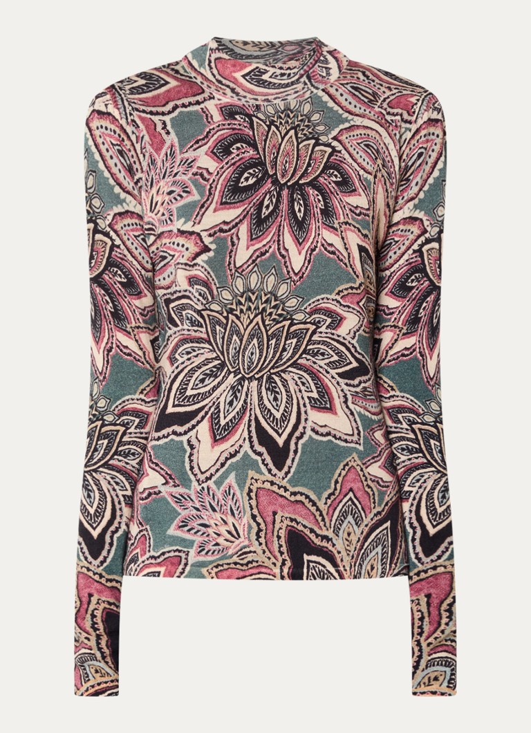 Farm Rio Dames Top met print en ronde hals in de kleur Zeegroen