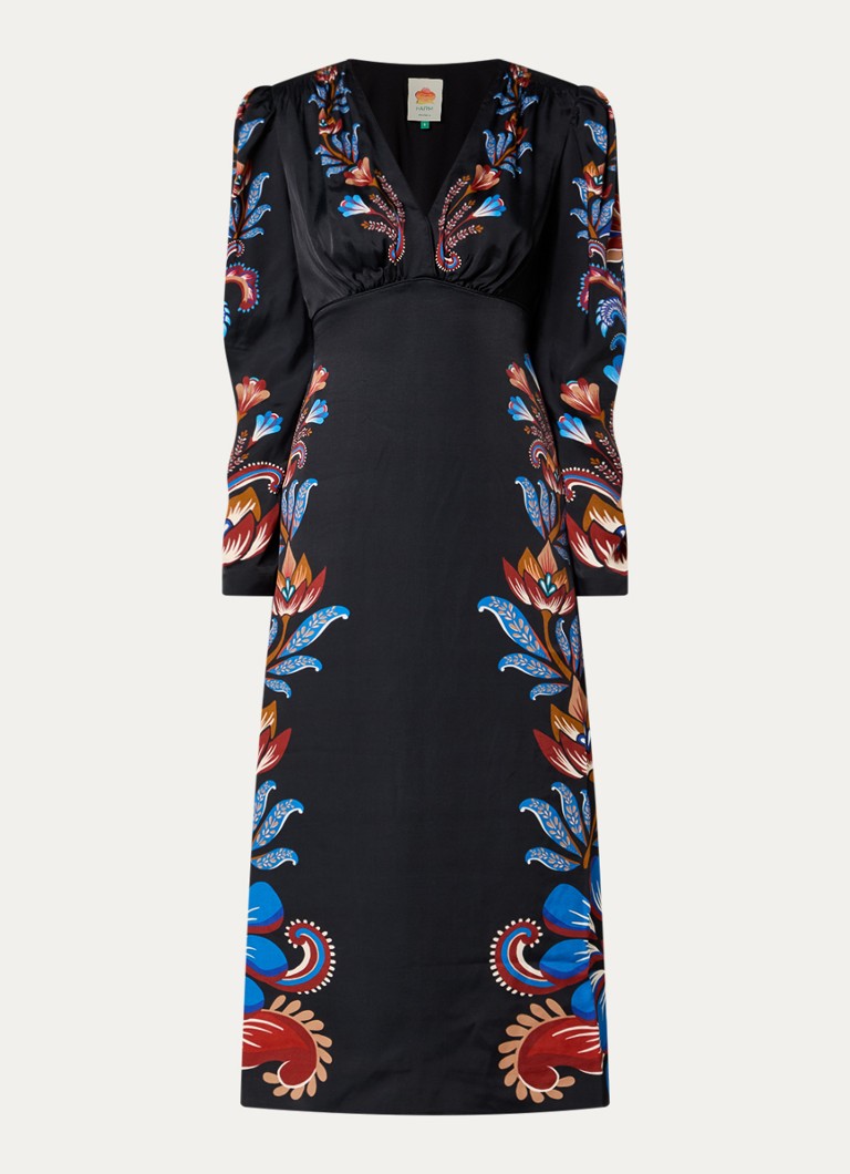 Farm Rio Dames Energy maxi jurk met print en V-hals in de kleur Zwart
