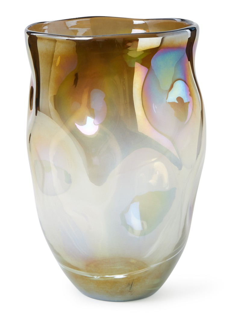 POLSPOTTEN Collision Amber vaas 30 cm Geelgoud - Deal