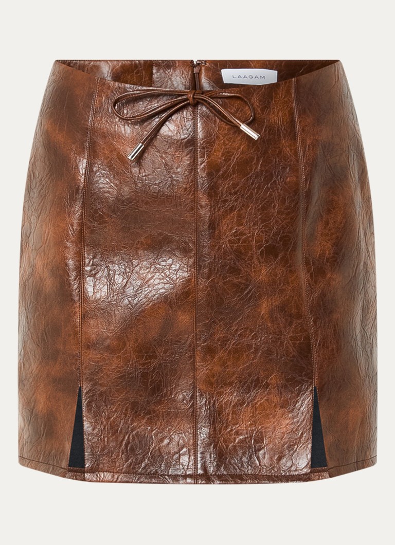 Laagam Dames Juna mini rok van imitatieleer in de kleur Bruin, maat: L