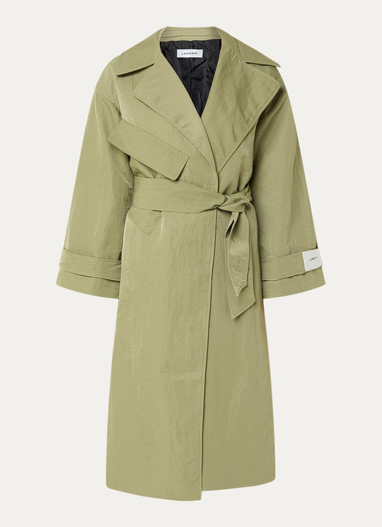 Laagam Dames Londres trenchcoat met borstzak in de kleur Mosgroen, maat: M
