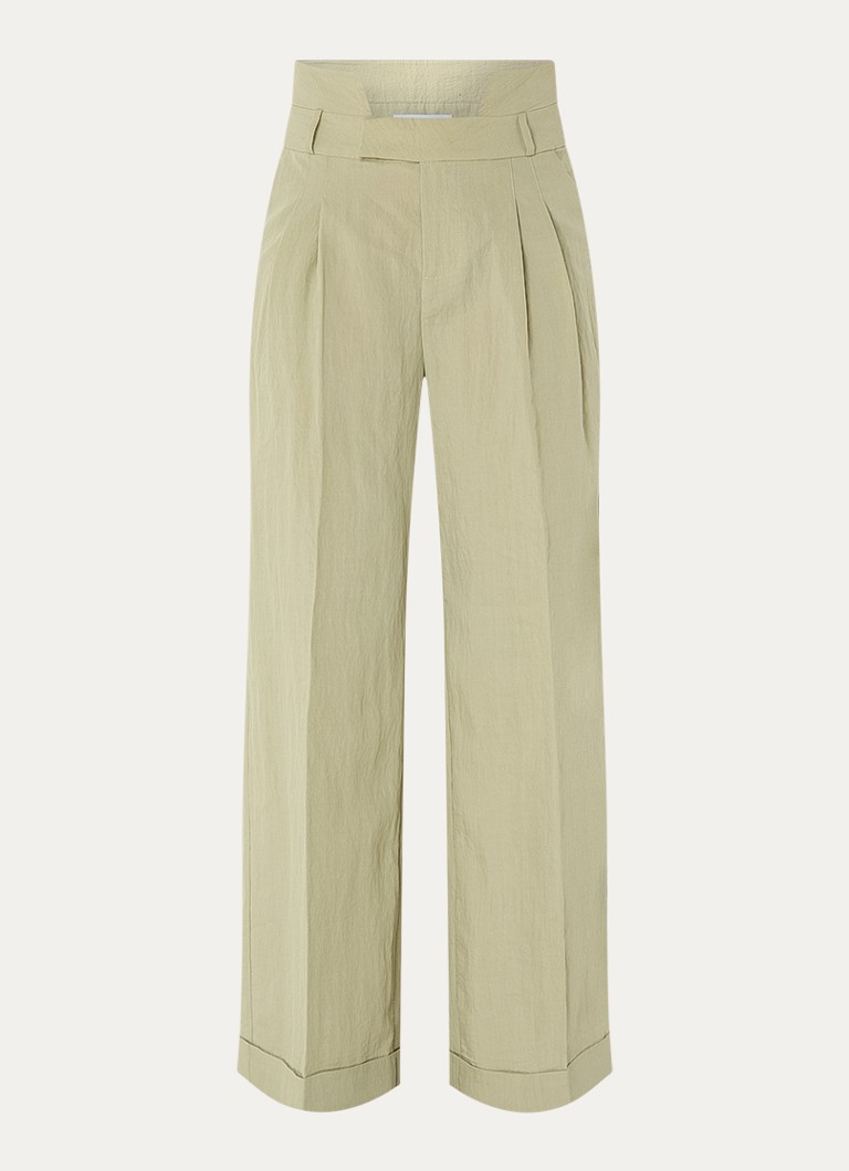 Laagam Dames Meline high waist loose fit pantalon met steekzakken in de kleur Lindegroen, maat: 42