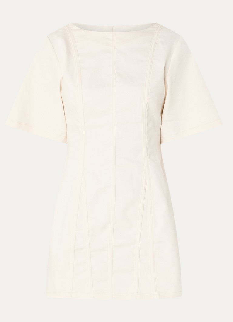 Laagam Dames Rosette mini jurk met stretch in de kleur Gebroken wit, maat: XL