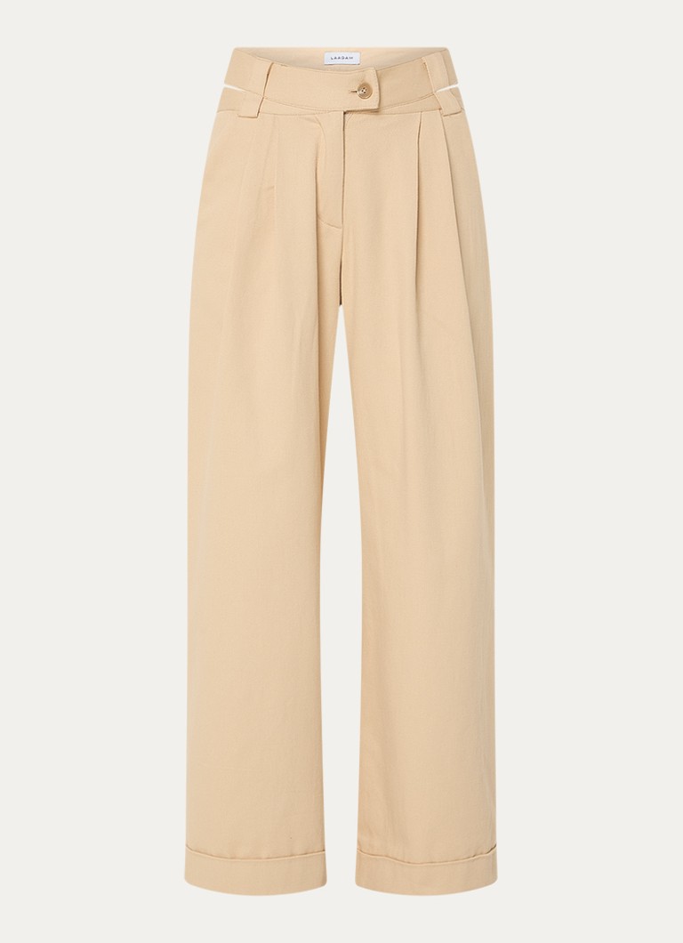 Laagam Dames Smith high waist wide fit pantalon met steekzakken in de kleur Beige, maat: 42