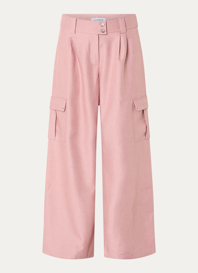 Laagam Dames Tirsa high waist loose fit cargobroek met steekzakken in de kleur Roze, maat: 42
