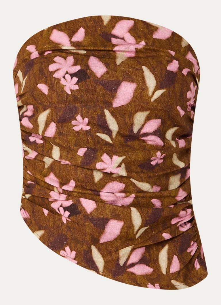 Laagam Dames Bonnie strapless top met asymmetrische zoom in de kleur Cognac, maat: XL