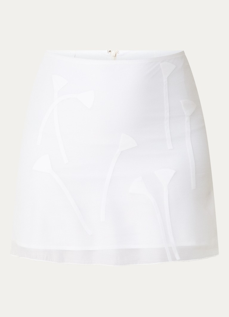 Laagam Dames Isabella semi-transparante minirok met bloemenprint in de kleur Wit, maat: L