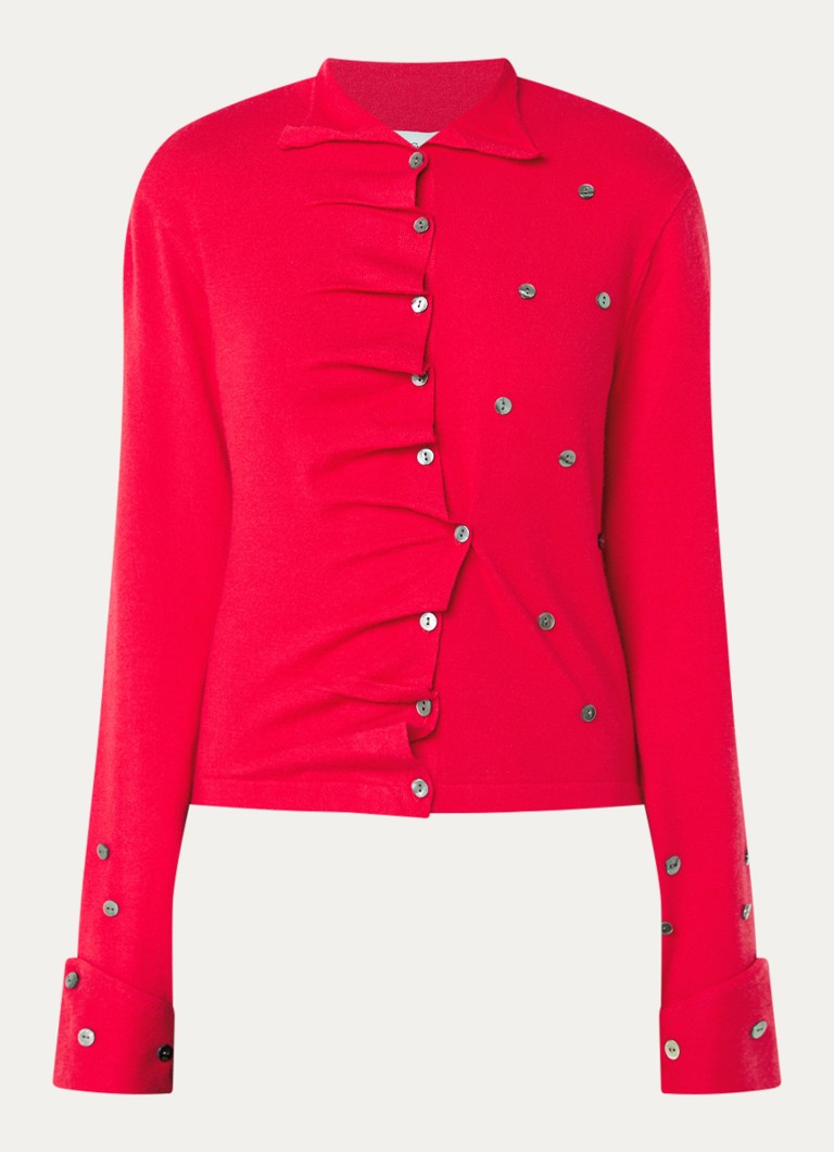 Laagam Dames Fia fijngebreid vest met knoopdetail in de kleur Rood, maat: XL
