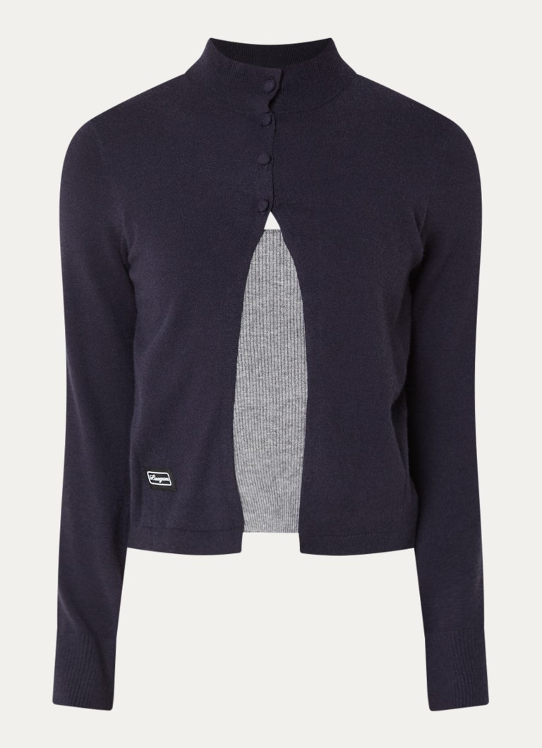 Laagam Dames Halsey fijngebreid vest met col in de kleur Donkerblauw, maat: XS
