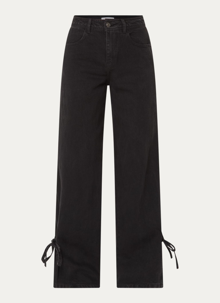 Laagam Dames Jada high waist flared fit jeans met gekleurde wassing in de kleur Zwart, maat: XL