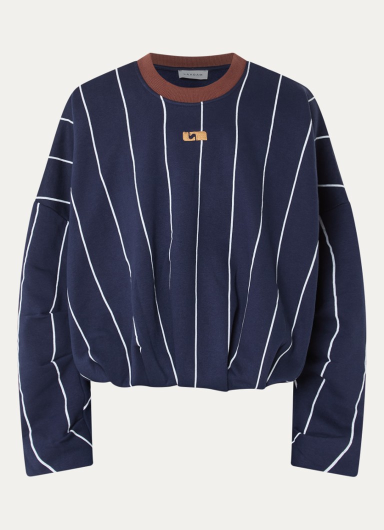 Laagam Dames Kelly sweater met streepprint in de kleur Donkerblauw, maat: L