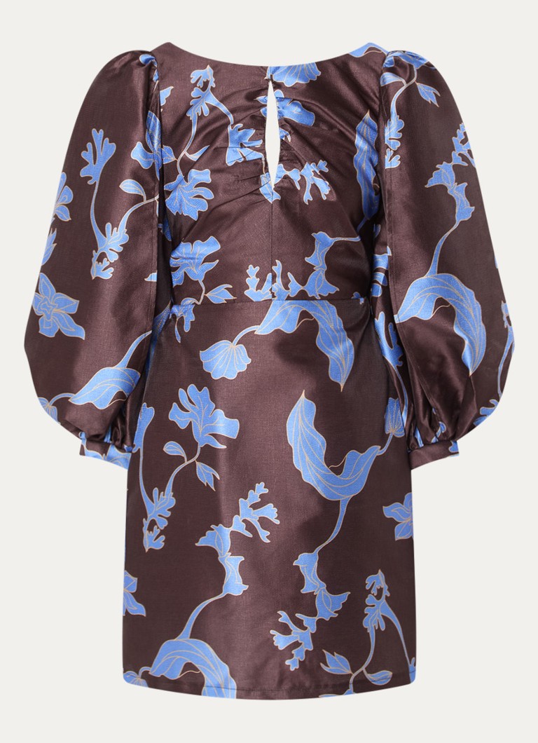 Laagam Dames Liza mini jurk met pofmouw en glanzende finish in de kleur Bruin, maat: M