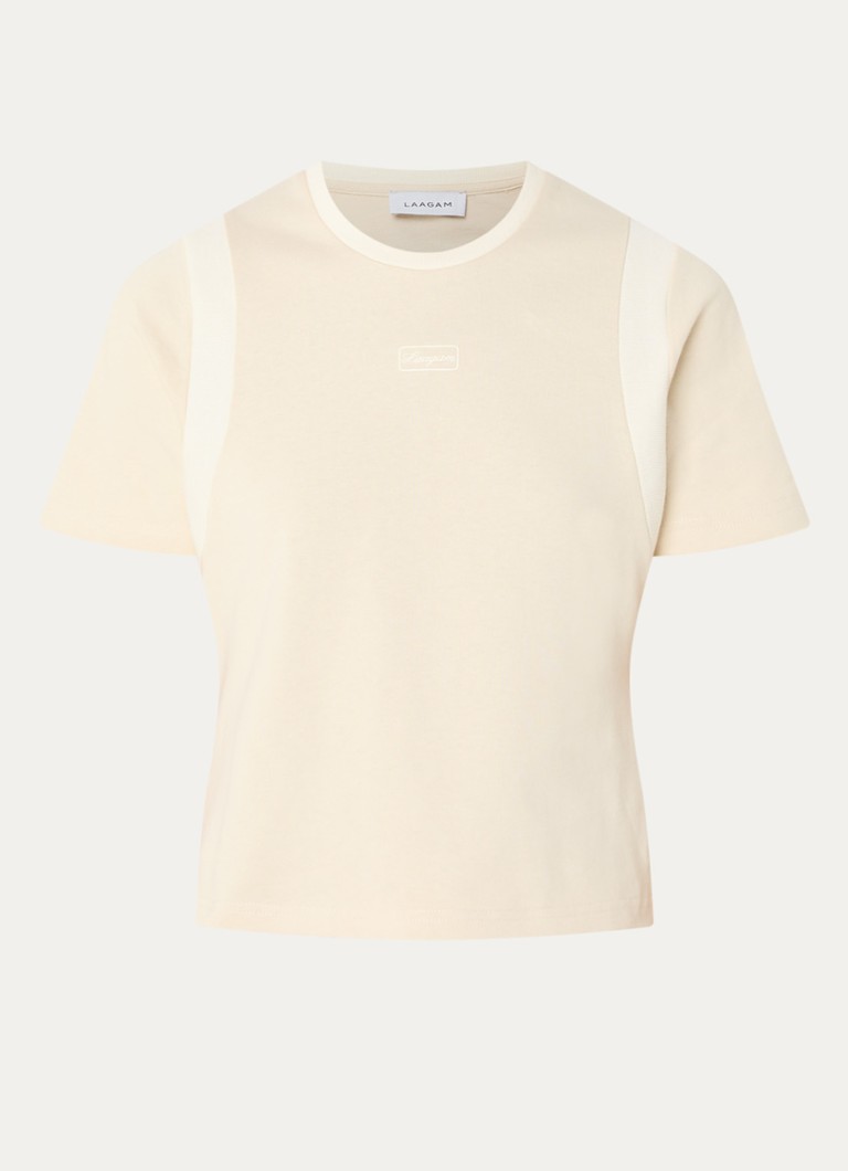 Laagam Dames Lumea T-shirt met logo in de kleur Ivoor, maat: XL