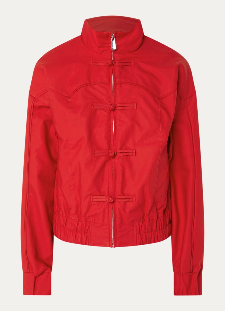 Laagam Dames Sylvie jack met steekzakken en col in de kleur Rood, maat: XL