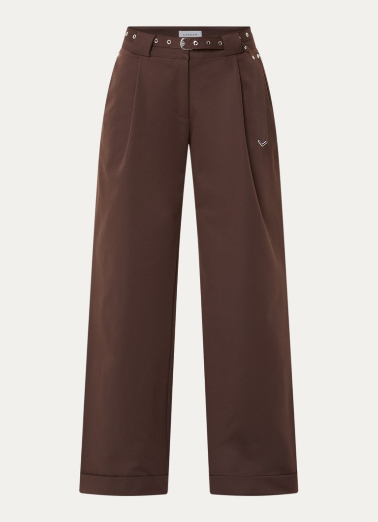 Laagam Dames Valea high waist straight fit broek met steekzakken in de kleur Bruin, maat: L