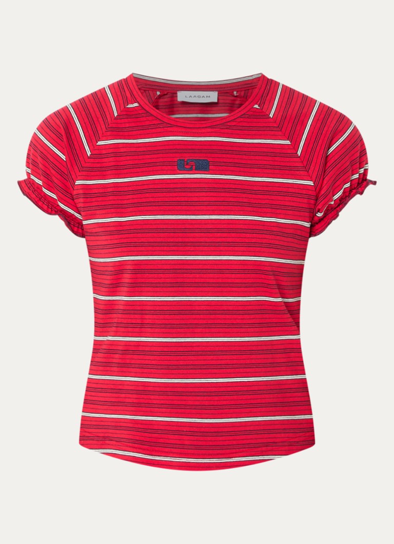 Laagam Dames Zaira T-shirt met streepprint in de kleur Rood, maat: XL
