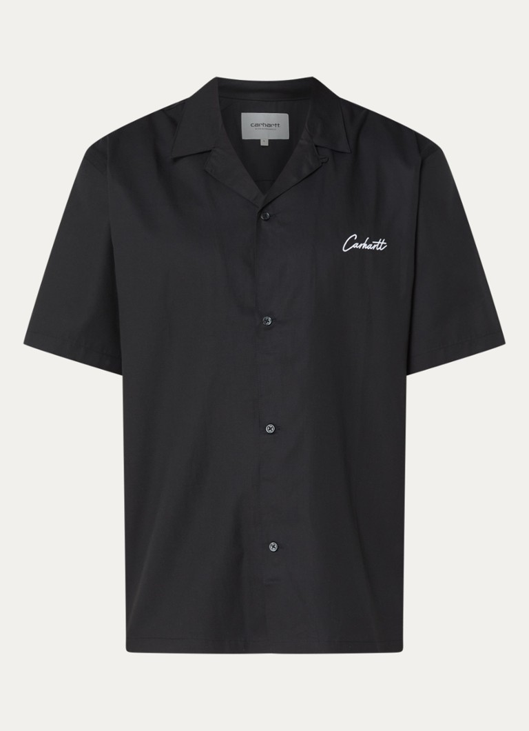 Carhartt WIP Heren Delray regular fit overhemd met logoborduring in de kleur Zwart, maat: S