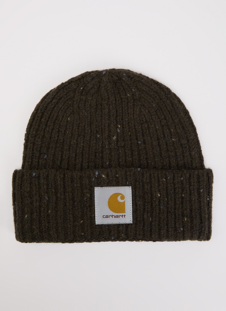 Carhartt WIP Heren Anglistic grofgebreide muts in wolblend met gemêleerd dessin in de kleur Donkerbruin, maat: One Size