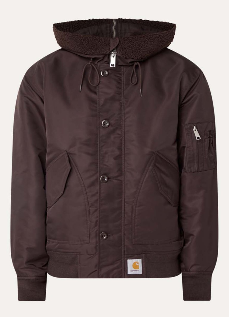 Carhartt WIP Heren Oltera gewatteerde bomberjack met kraag van teddy in de kleur Bruin, maat: L