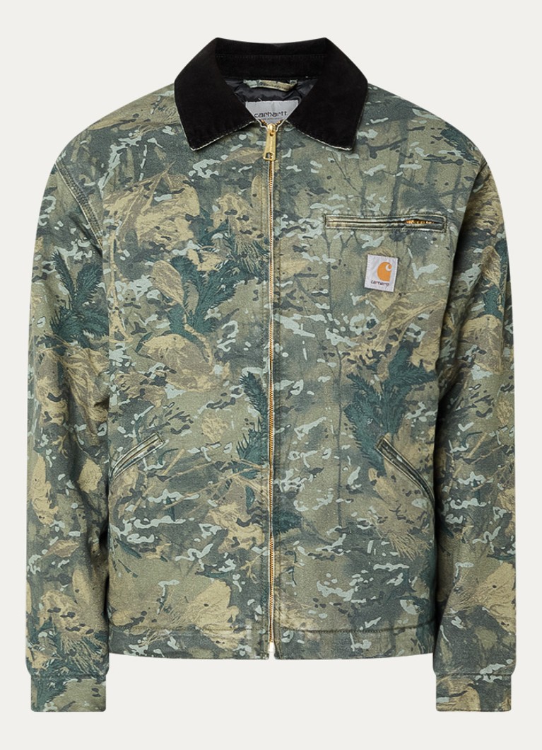 Carhartt WIP Heren Detroit jack met details van corduroy in de kleur Legergroen, maat: M