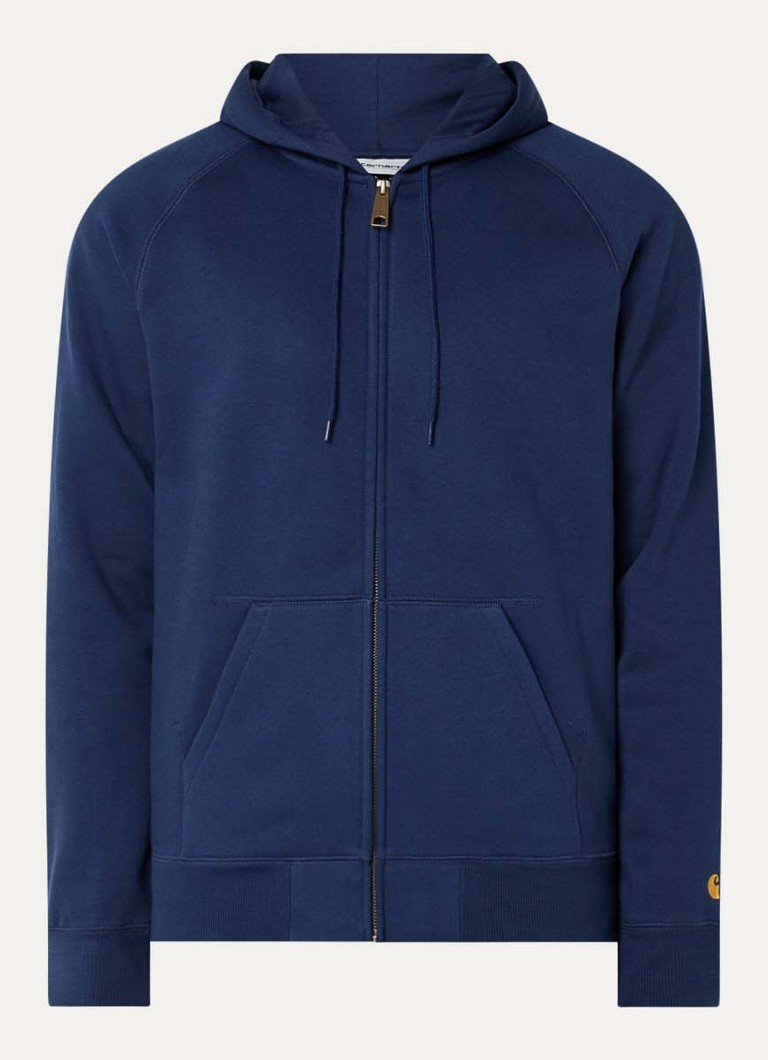 Carhartt WIP Heren Chase sweatvest met logoborduring in de kleur Donkerblauw, maat: S