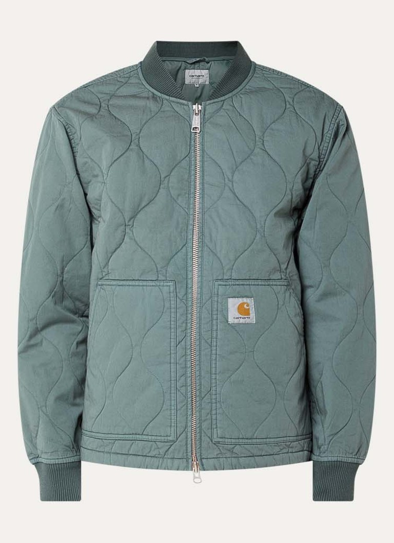 Carhartt WIP Heren Kylan jack met quilt patroon en steekzakken in de kleur Groen, maat: S