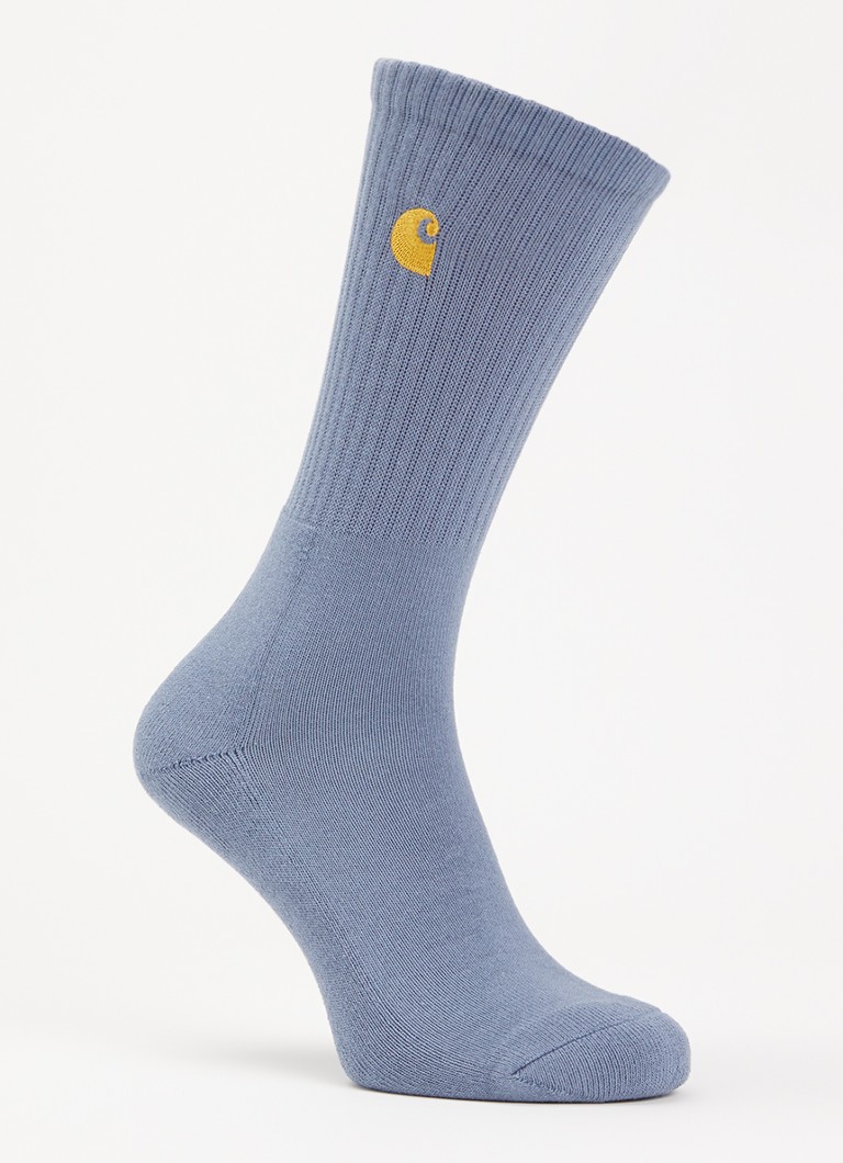 Carhartt WIP Heren Chase sokken met logoborduring in de kleur Staalblauw, maat: One Size