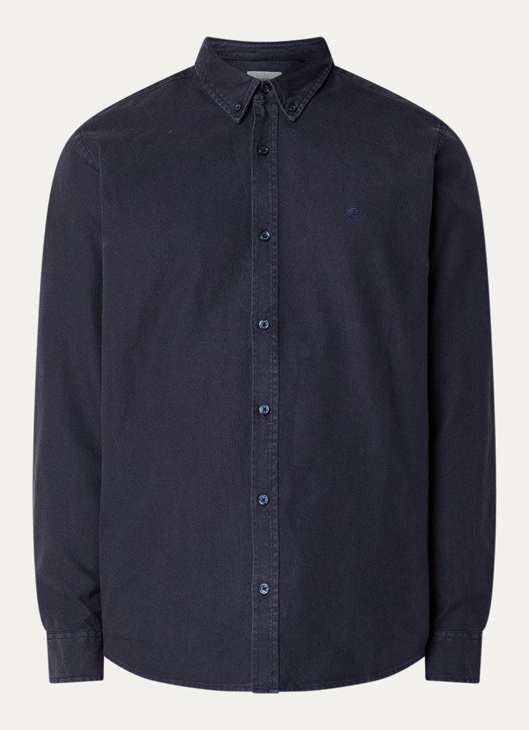 Carhartt WIP Heren Bolton regular fit overshirt met logoborduring in de kleur Donkerblauw, maat: XL