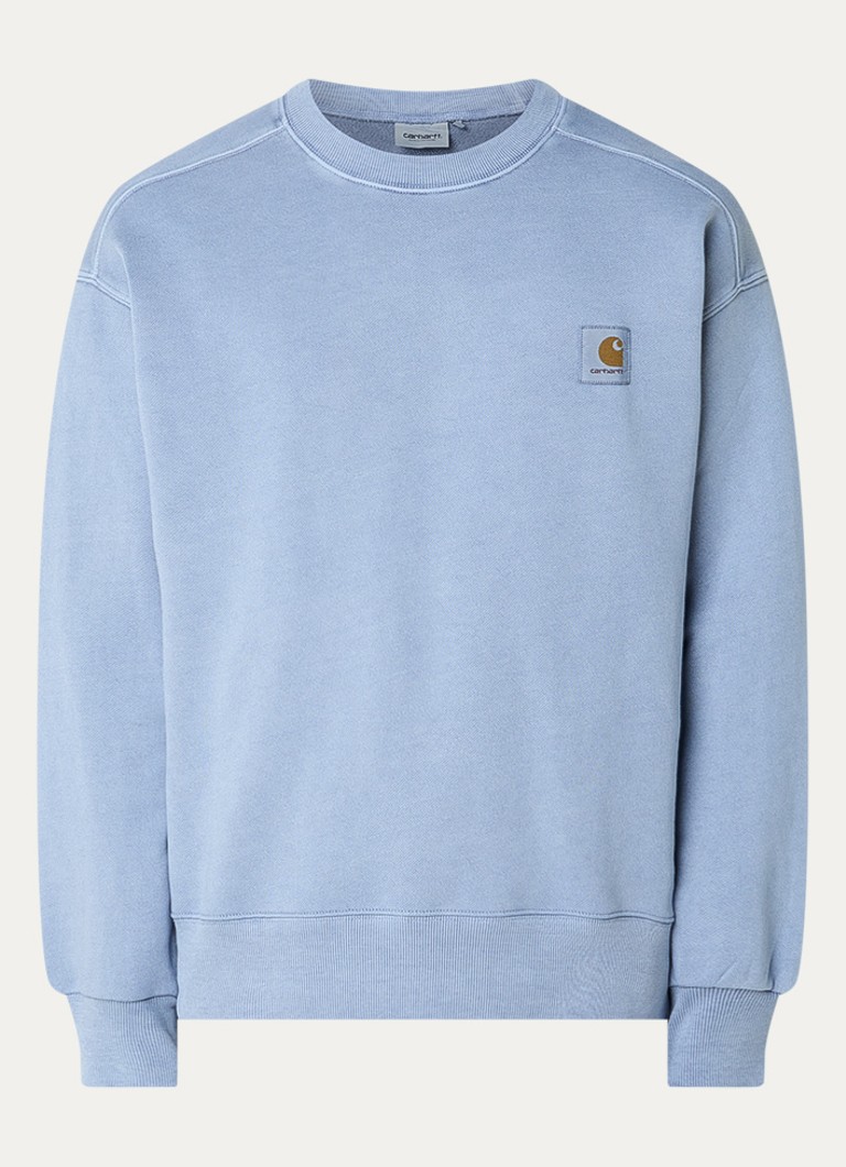 Carhartt WIP Heren Nelson sweater met logo in de kleur Blauwgrijs, maat: M