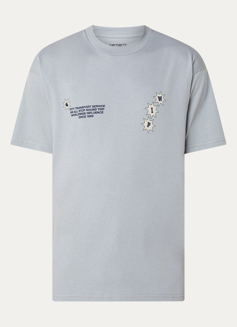 Carhartt WIP Heren Trip T-shirt met logoprint- en backprint in de kleur Lichtgrijs, maat: XL