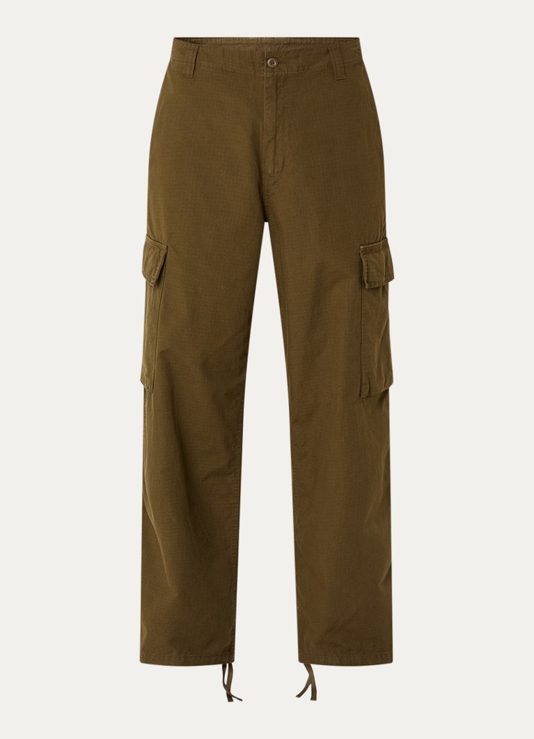 Carhartt WIP Heren Kade straight fit cargobroek met steekzakken in de kleur Legergroen, maat: 34
