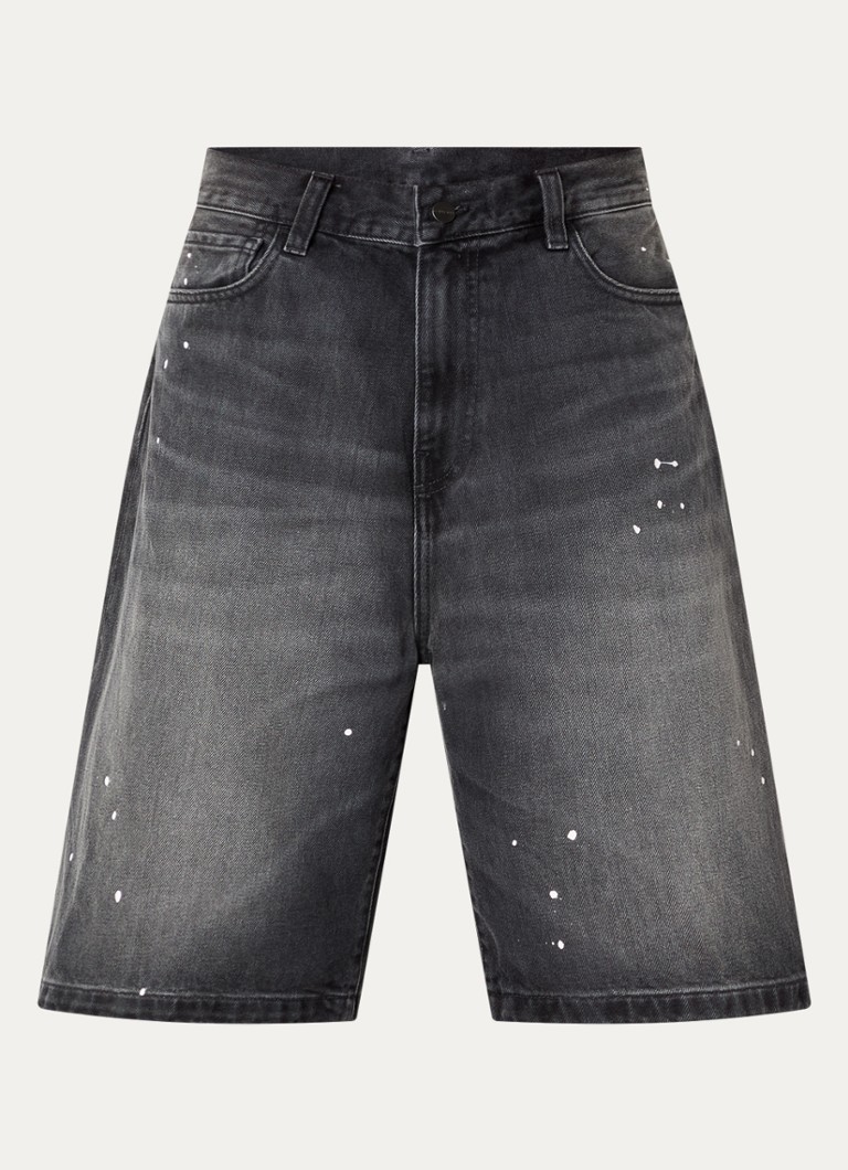 Carhartt WIP Heren Landon straight fit korte broek van denim met gekleurde wassing in de kleur Zwart, maat: 32