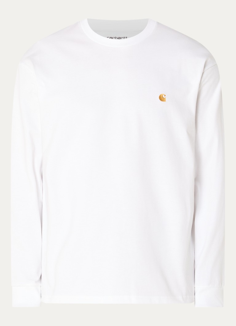 Carhartt WIP Heren Chase longsleeve met logoborduring in de kleur Wit, maat: L
