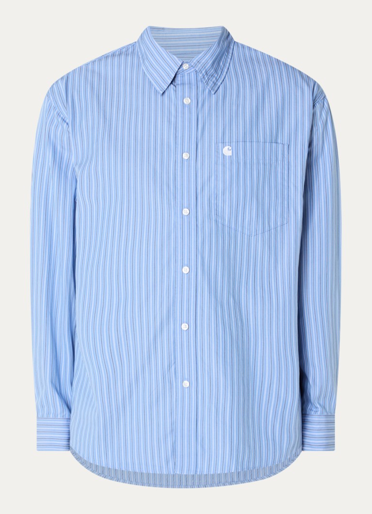 Carhartt WIP Heren Keene regular fit overhemd met streepprint in de kleur Blauw, maat: XL