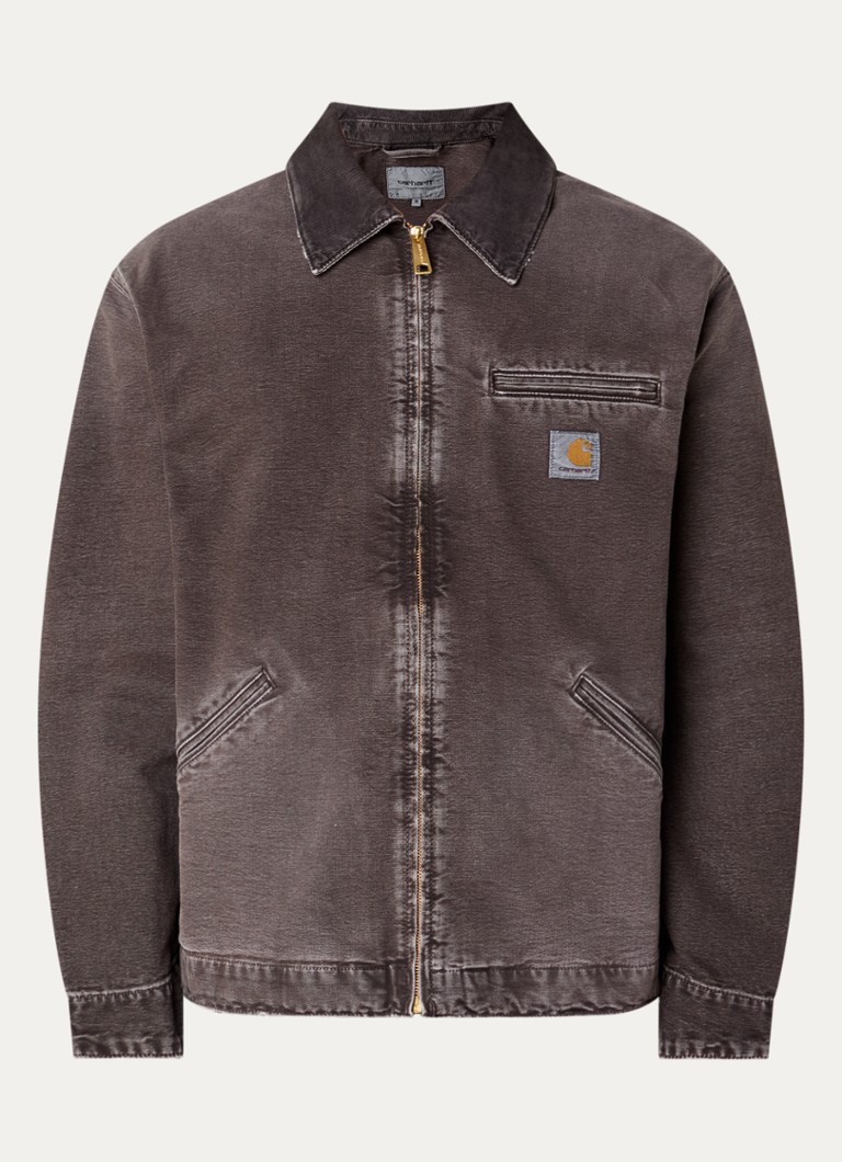 Carhartt WIP Heren OG Detroit barn jack van denim met paspelzakken en gekleurde wassing in de kleur Middengrijs, maat: L