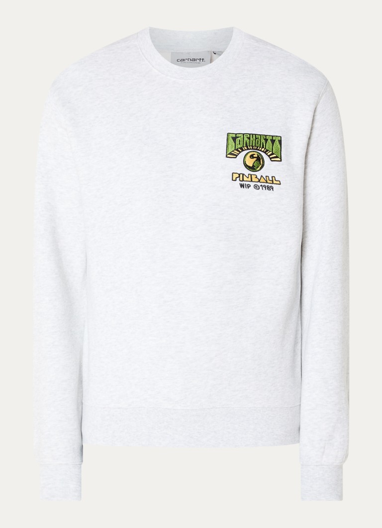 Carhartt WIP Heren Pinball sweater met logoborduring in de kleur Grijs, maat: L